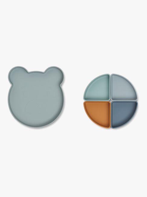 LIEWOOD Arne Delad Tallrik Silikon, Mr Bear Blue Fog Multi Mix