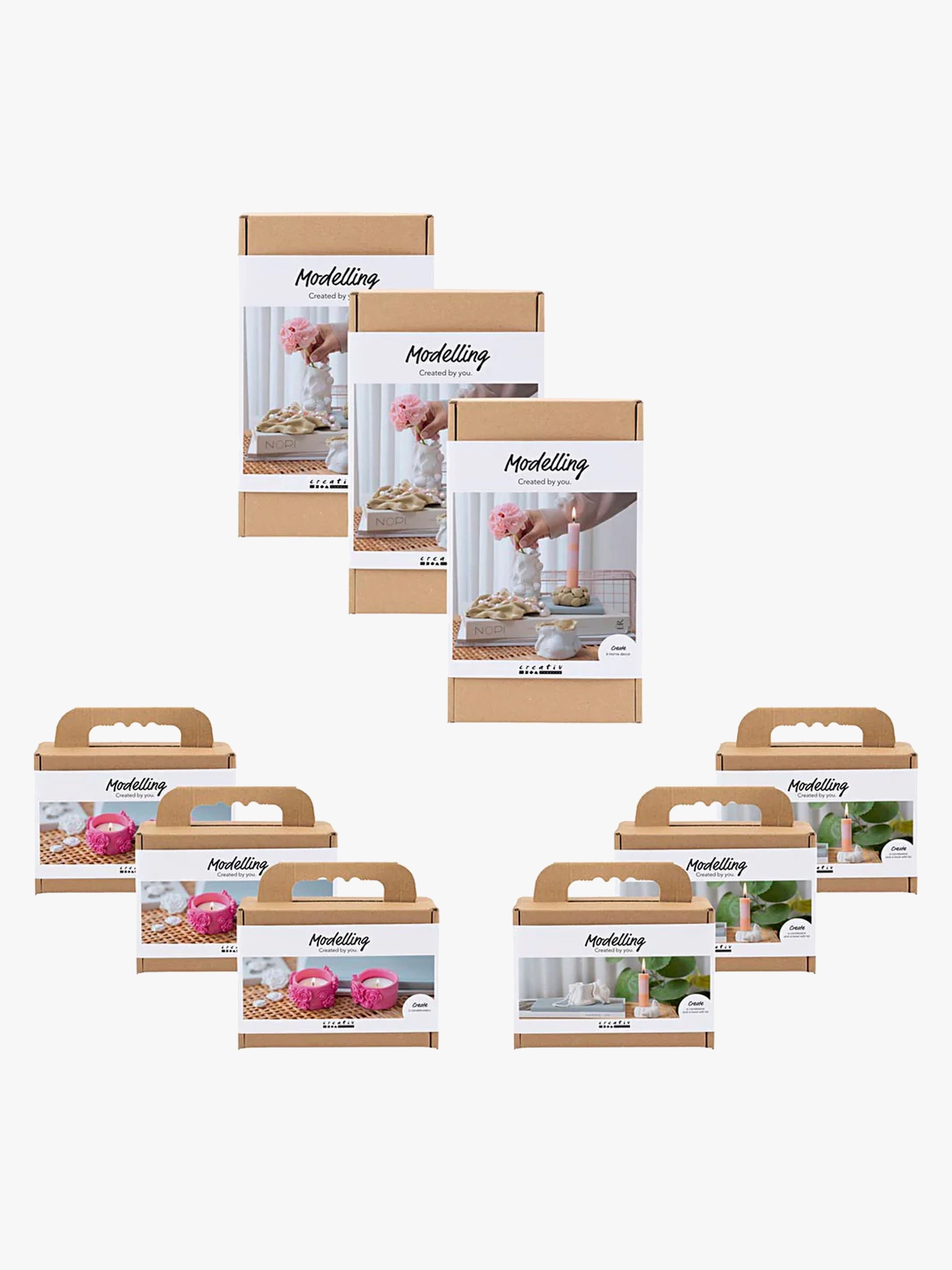 Creativ Company DIY-kit Modellera 9-Pack – introduktionspaket för inredningspyssel från 10 år