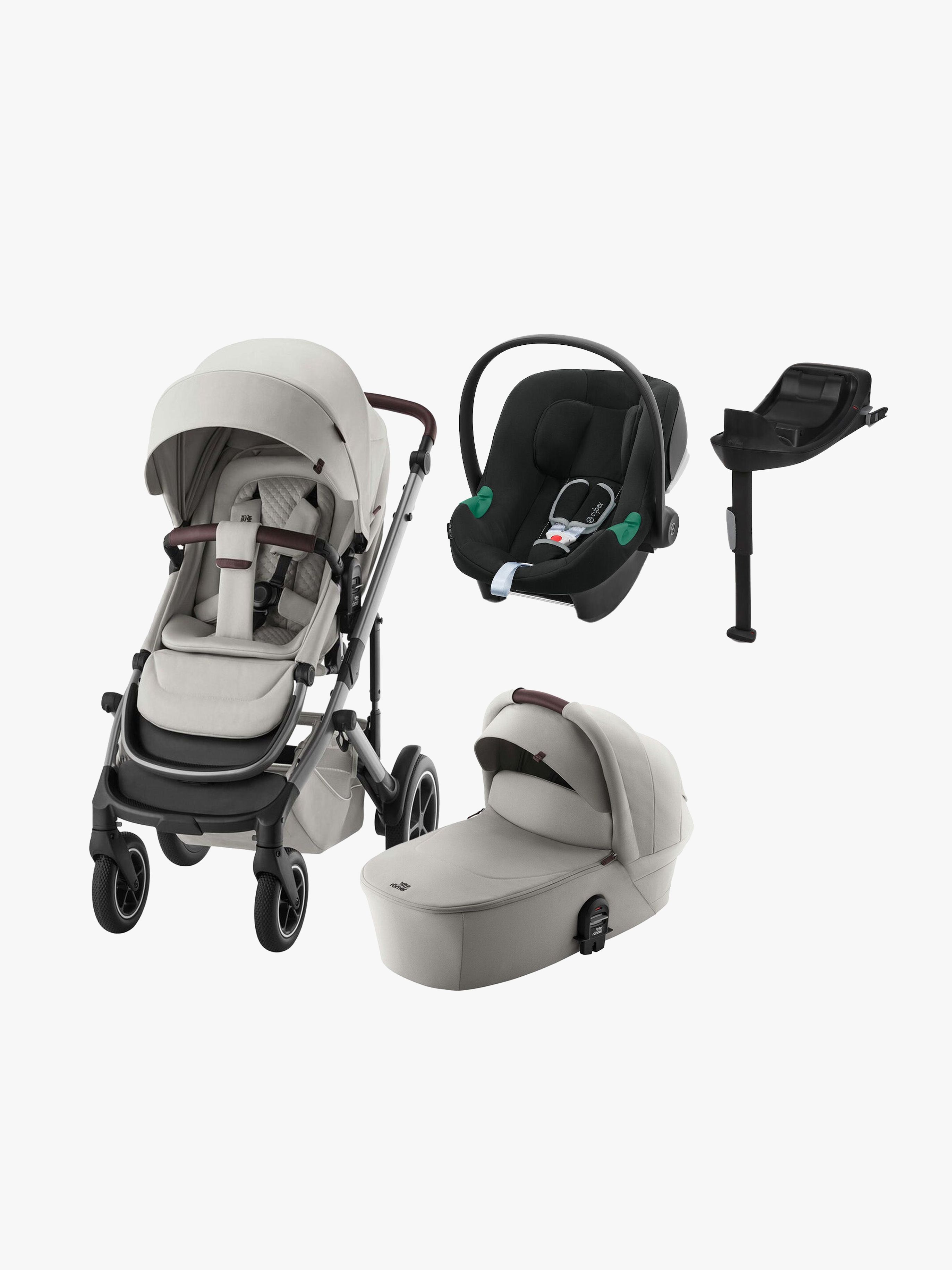 Britax Römer Smile 5Z Duovagn inkl. Cybex Aton B2 &  Bas, Linen Grey