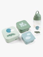 Done By Deer Happy Clouds SnackBox & Flaska, Green