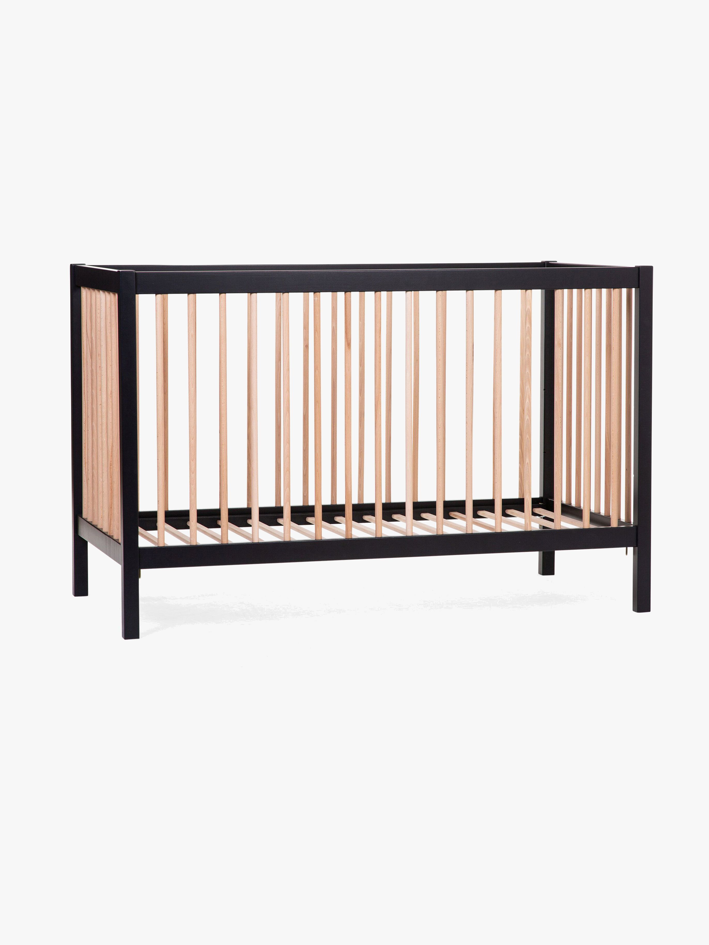 Childhome Spjälsäng – minimalistisk svart säng med 3 höjdlägen