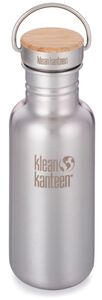 Klean Kanteen Reflect Baboo Cap Vattenflaska med Bambulock 532ml, Brushed Stainless