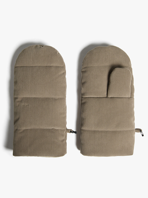 Beemoo Barnevognsvanter, Taupe Corduroy/Checkered