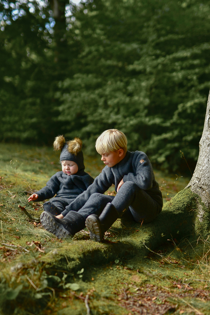 Mikk-Line Ullfleecebyxor Baby, Anthracite Melange