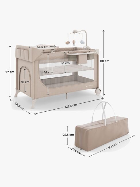 Kinderkraft LEODY UP Resesäng med Tillbehör, Beige