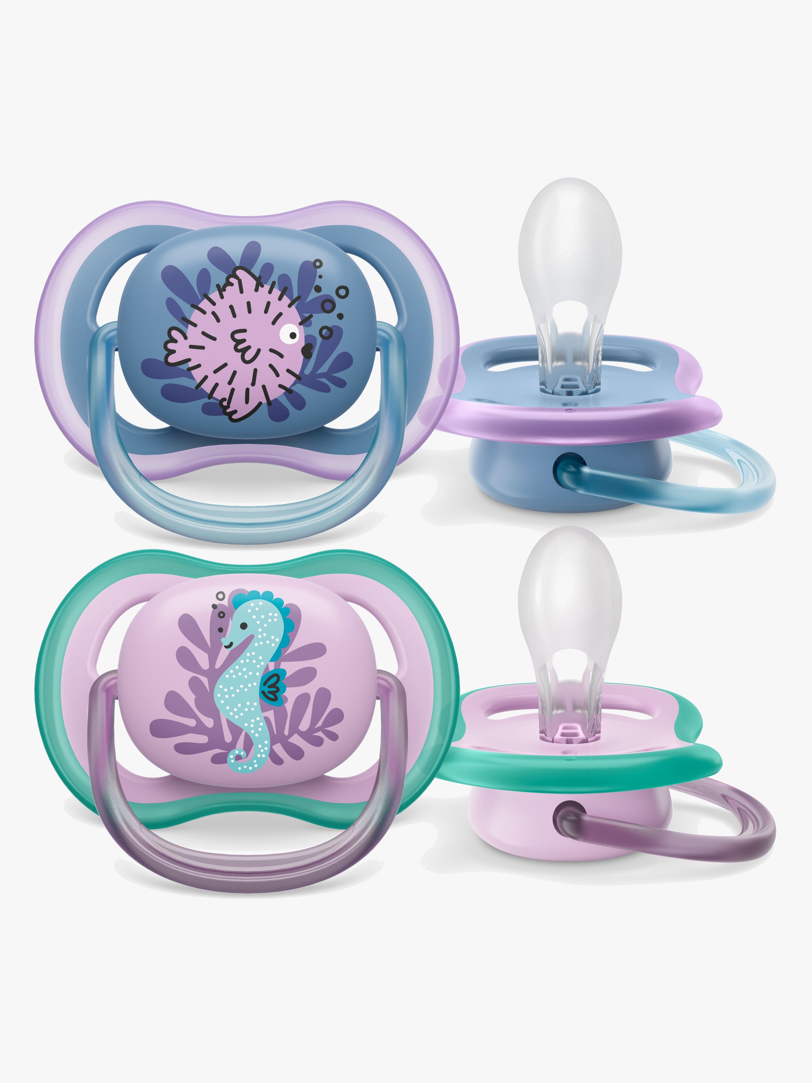 Philips Avent Ultra Air Deco Napp 2-Pack 6-18m, Blå/Lila