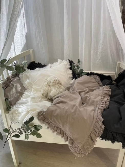 Mini Dreams Bäddset Vintage Volang Spjälsäng, Vit