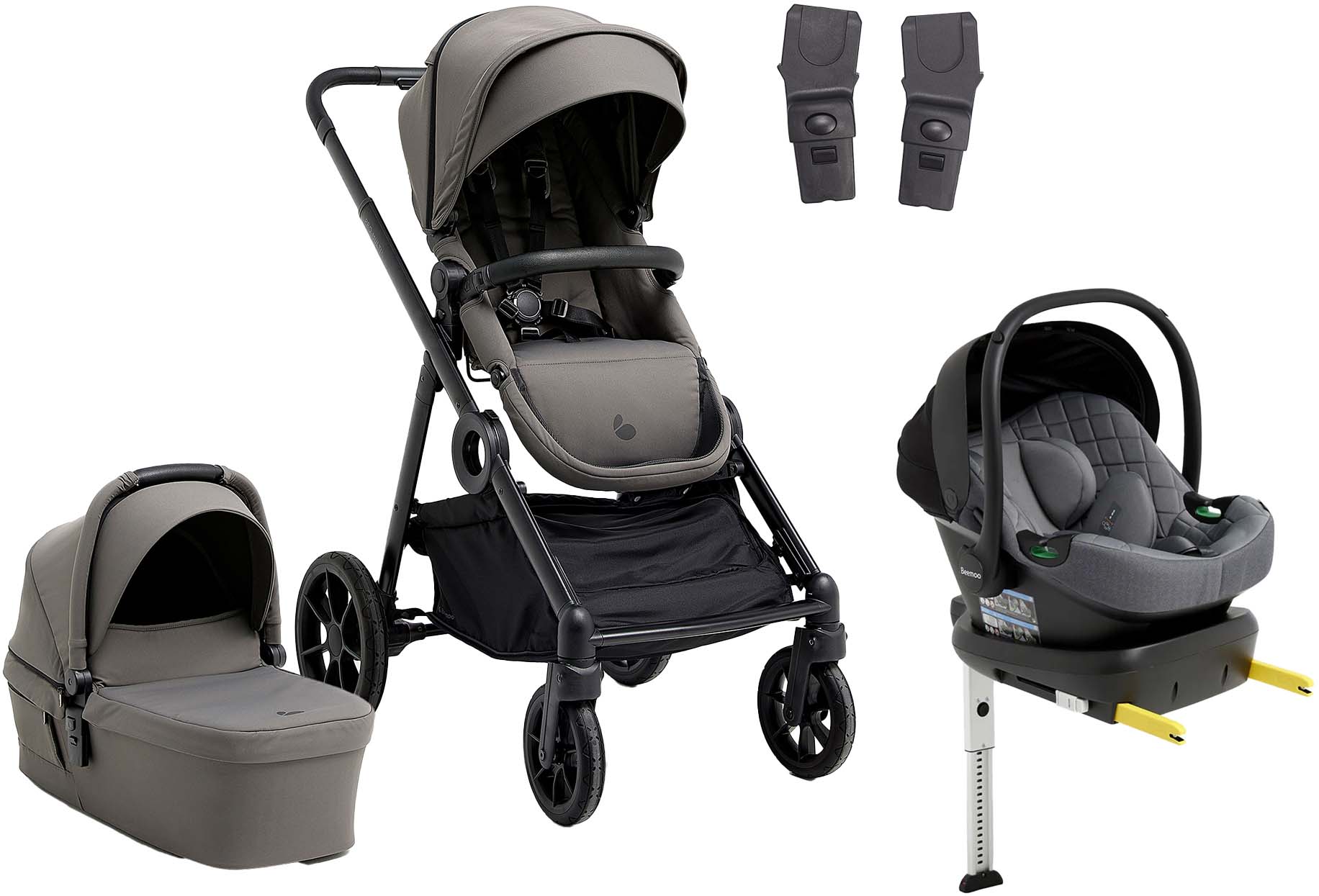 Beemoo Pro Multi 2 Duovagn Inkl. Route i-Size Babyskydd &  Bas Mocha Grey/Mineral Grey