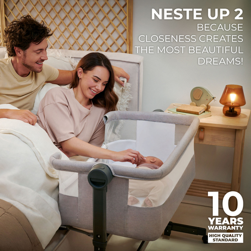 Kinderkraft Nestee Up 2 Bedside Crib, Beige