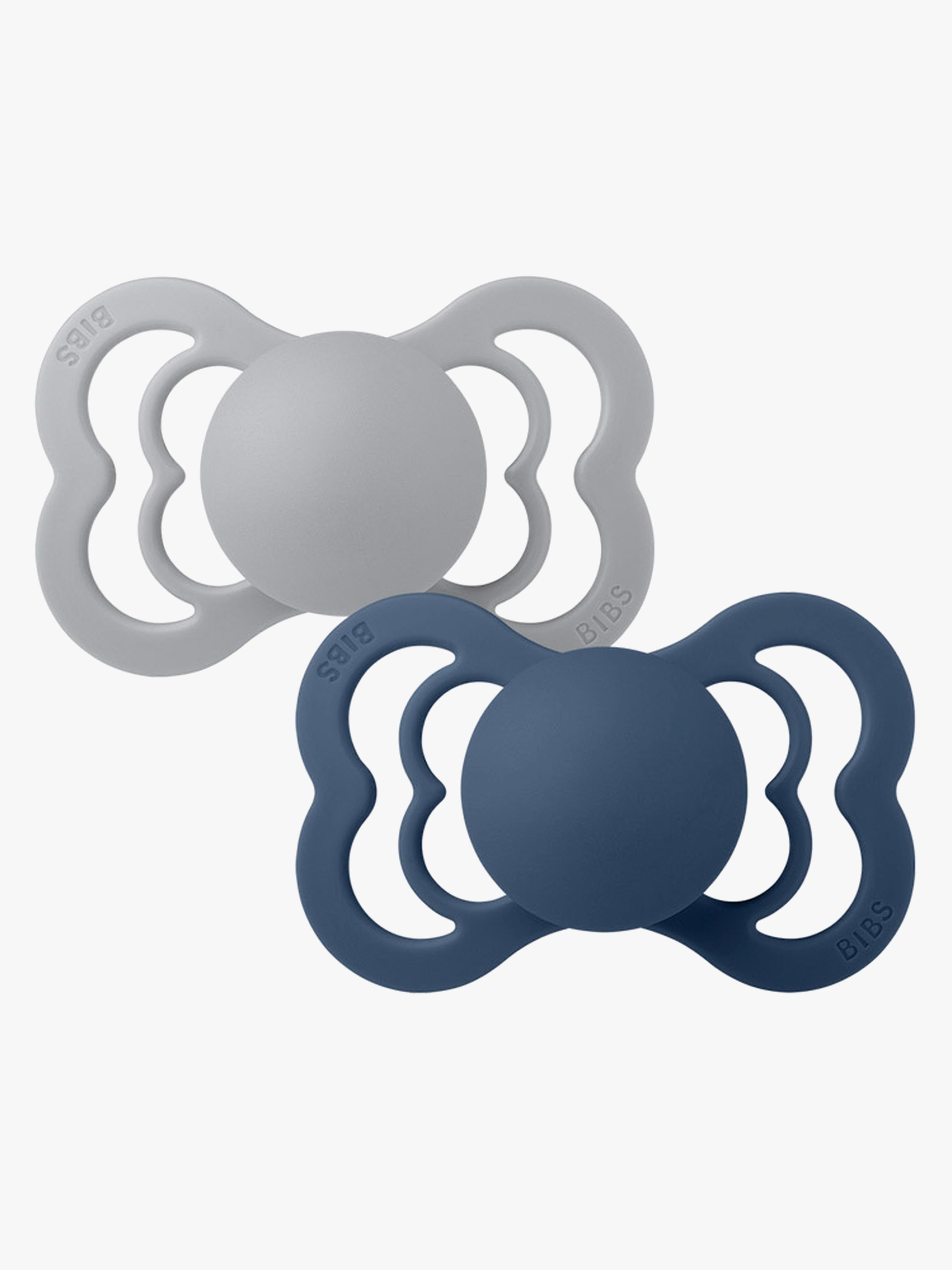 BIBS Supreme Napp 2-pack Silikon Stl 1 Symmetrisk, Cloud/Steel Blue
