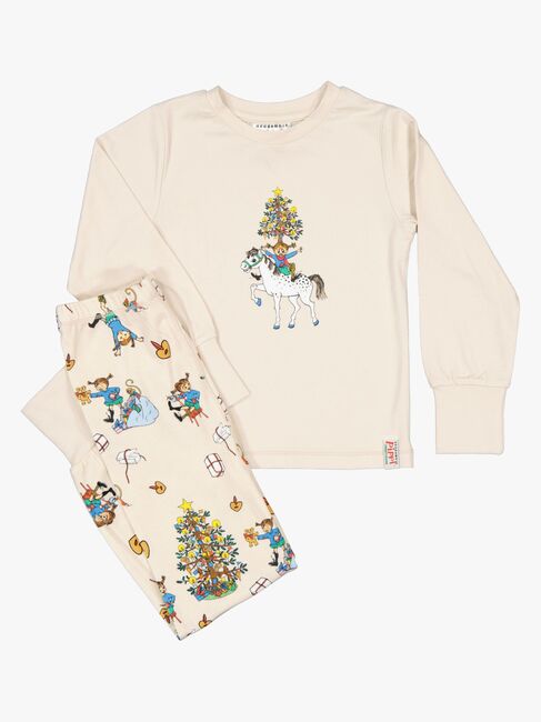 Geggamoja  Tvådelad Julpyjamas Pippi Långstrump, Beige