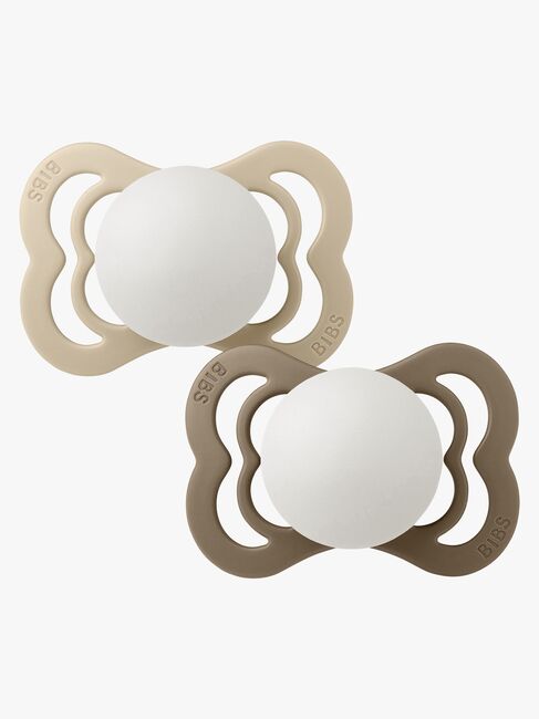 BIBS Supreme Napp 2-Pack Silikon Stl 1 Symmetrisk, Vanilla Glow/Dark Oak Glow