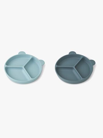 LIEWOOD Stacy Delad Tallrik 2-Pack, Sea Blue/Whale Blue