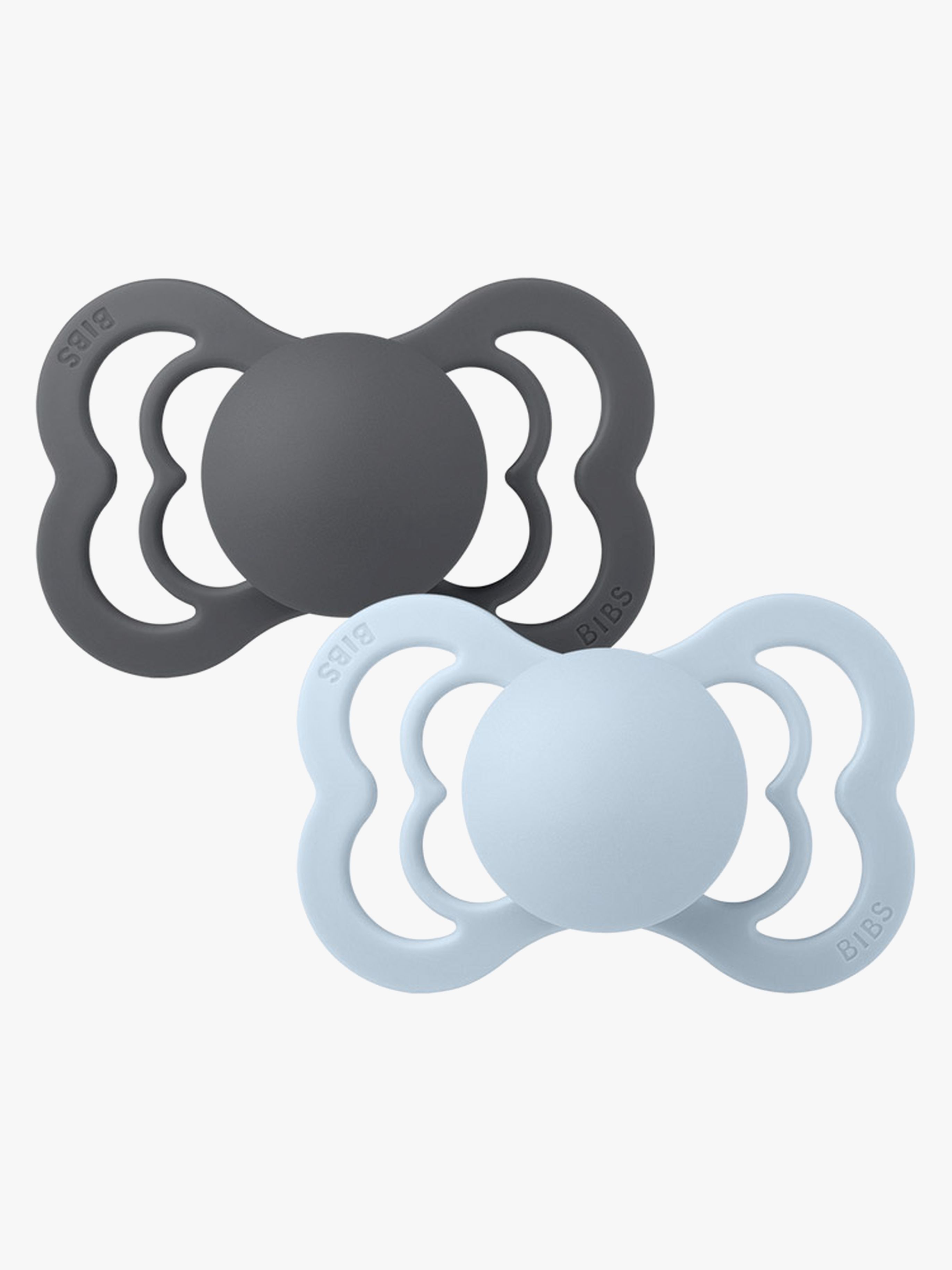 BIBS Supreme Napp 2-pack Latex Stl 1 Symmetrisk Iron/Baby Blue