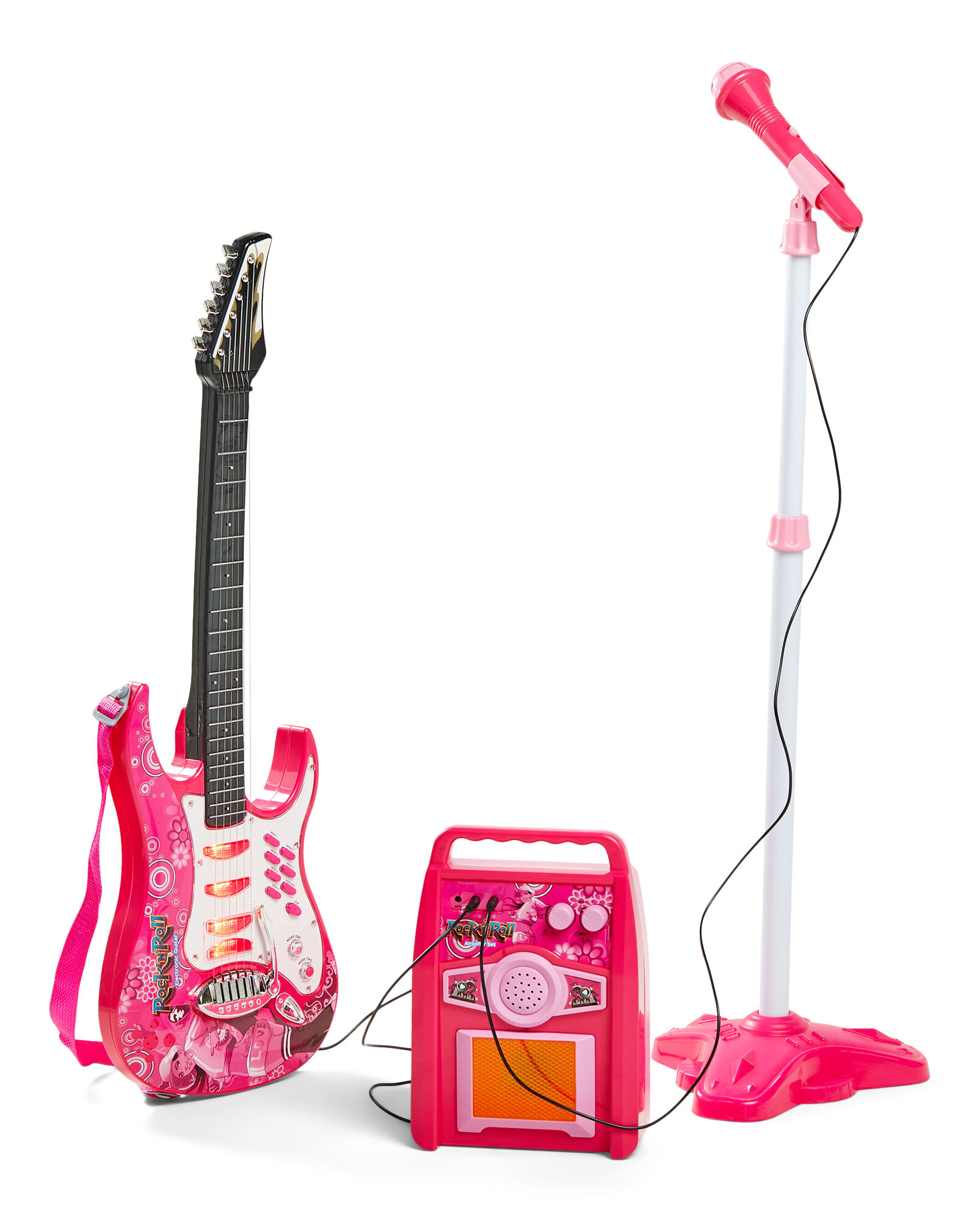 Cloudberry Castle Leksaksgitarr med Mikrofon &  Högtalare Rosa