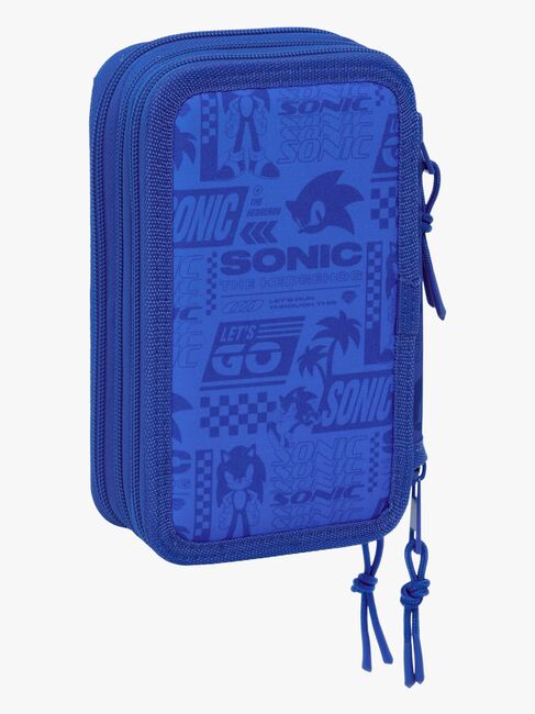 Sonic  Fyllt Trippelpennfodral 37 Delar, Blå