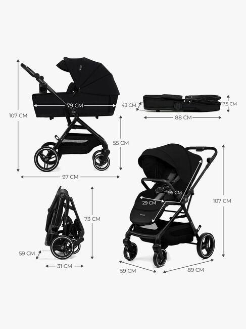 Kinderkraft YOXI 2-in-1 Duovagn, Pure Black