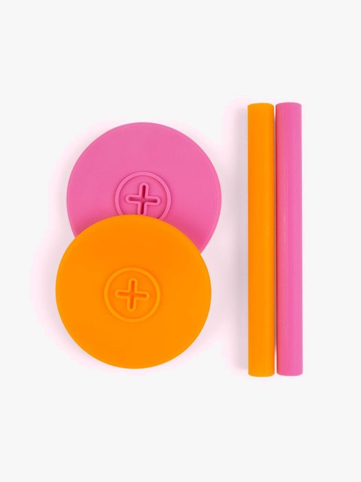 COGNIKIDS Sip Sugrör & Lock 2-pack, Tangerine/Flamingo