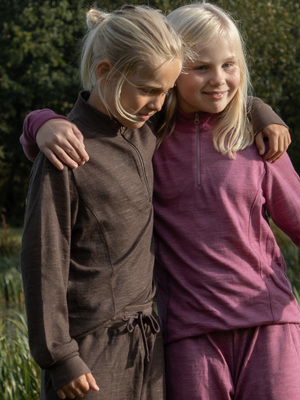 Joha Tröja med Half-Zip Merinoull, Drk. Brown