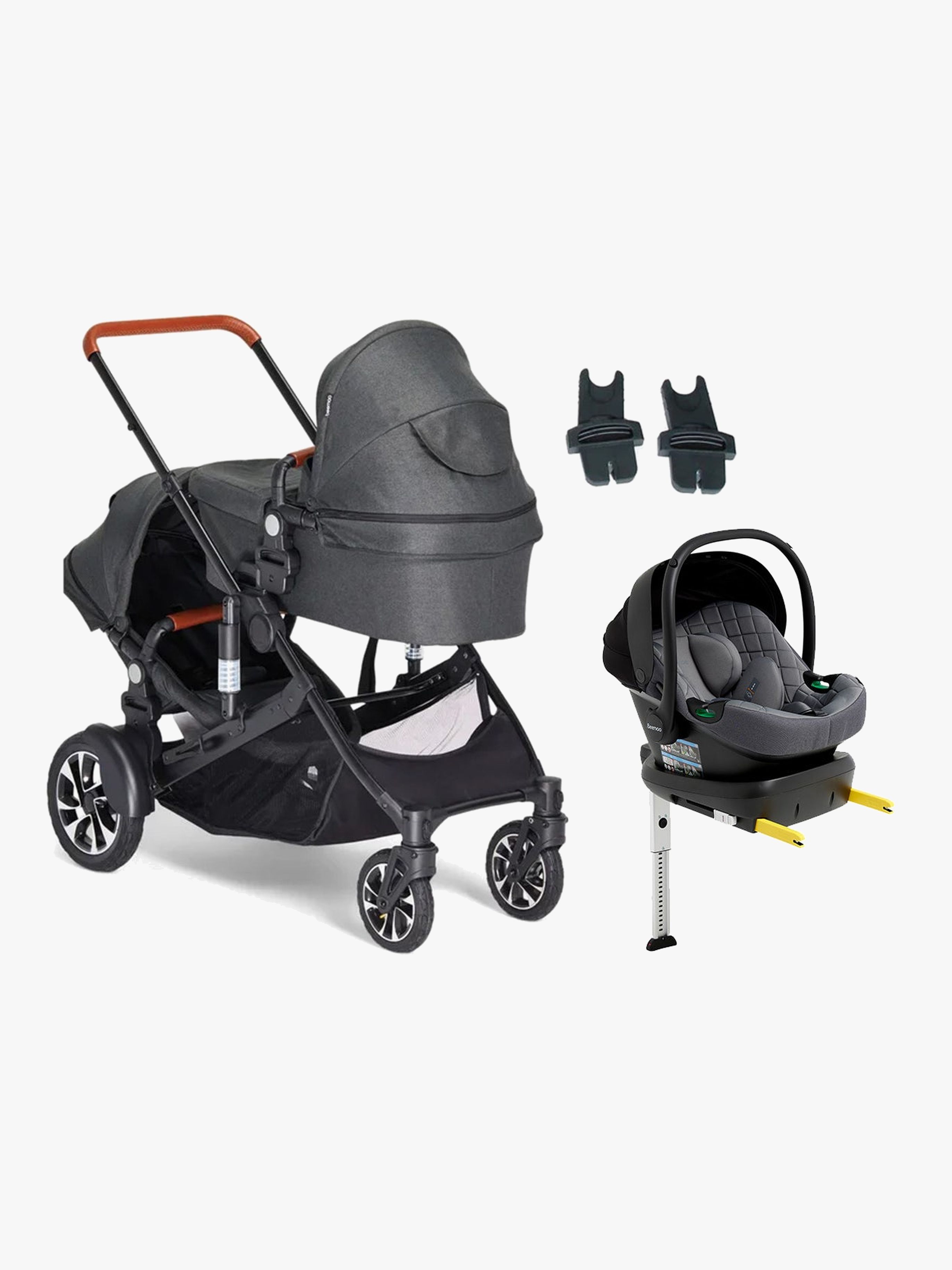 Beemoo Maxi 4 Twin Syskonvagn med i-Size babyskydd – från nyfödd till 3 år