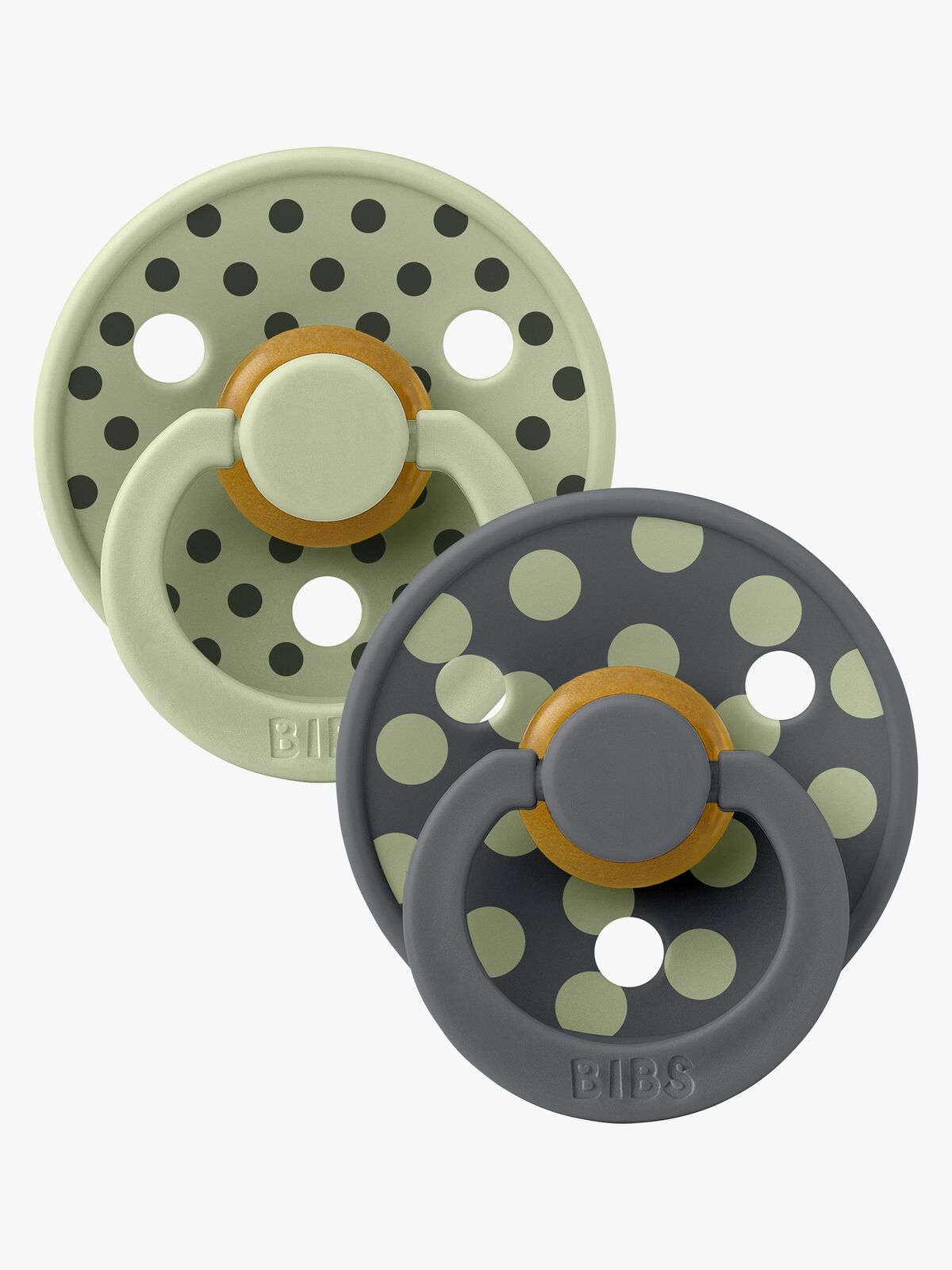 BIBS Studio Colour Polka Napp 2-Pack Latex Stl 2, Sage/Iron