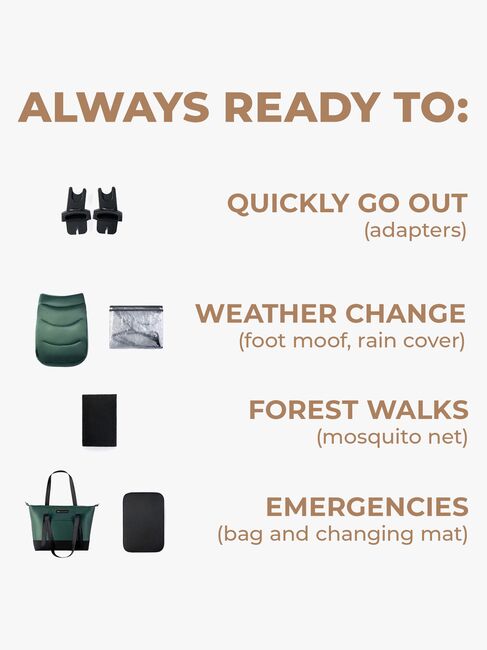 Kinderkraft Prime 2 2-in-1 Duovagn, Dark Green