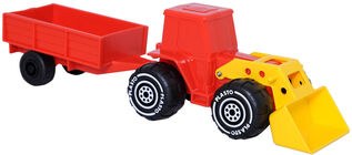 Plasto Traktor med Frontlastare och Släpvagn