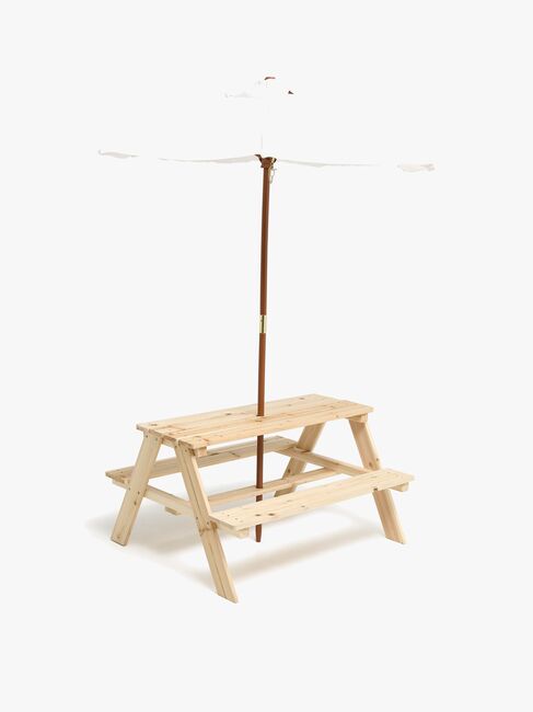 Woodlii Picknickbord med Parasoll, Trä