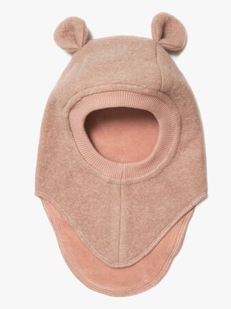 Huttelihut Balaklava Merinoull med Öron, Rose Melange