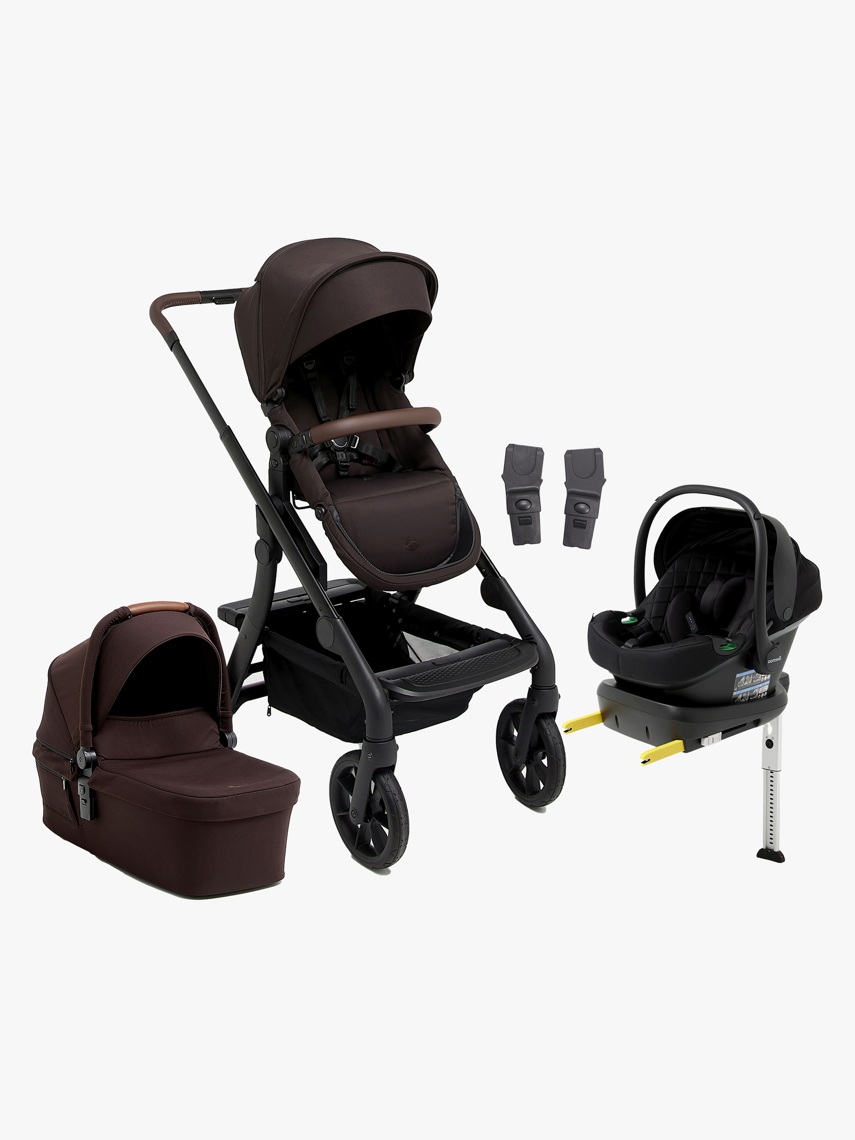 Beemoo Pro Max Duovagn &  Beemoo Route Babyskydd inkl. ISOFIX-bas, Espresso Brown