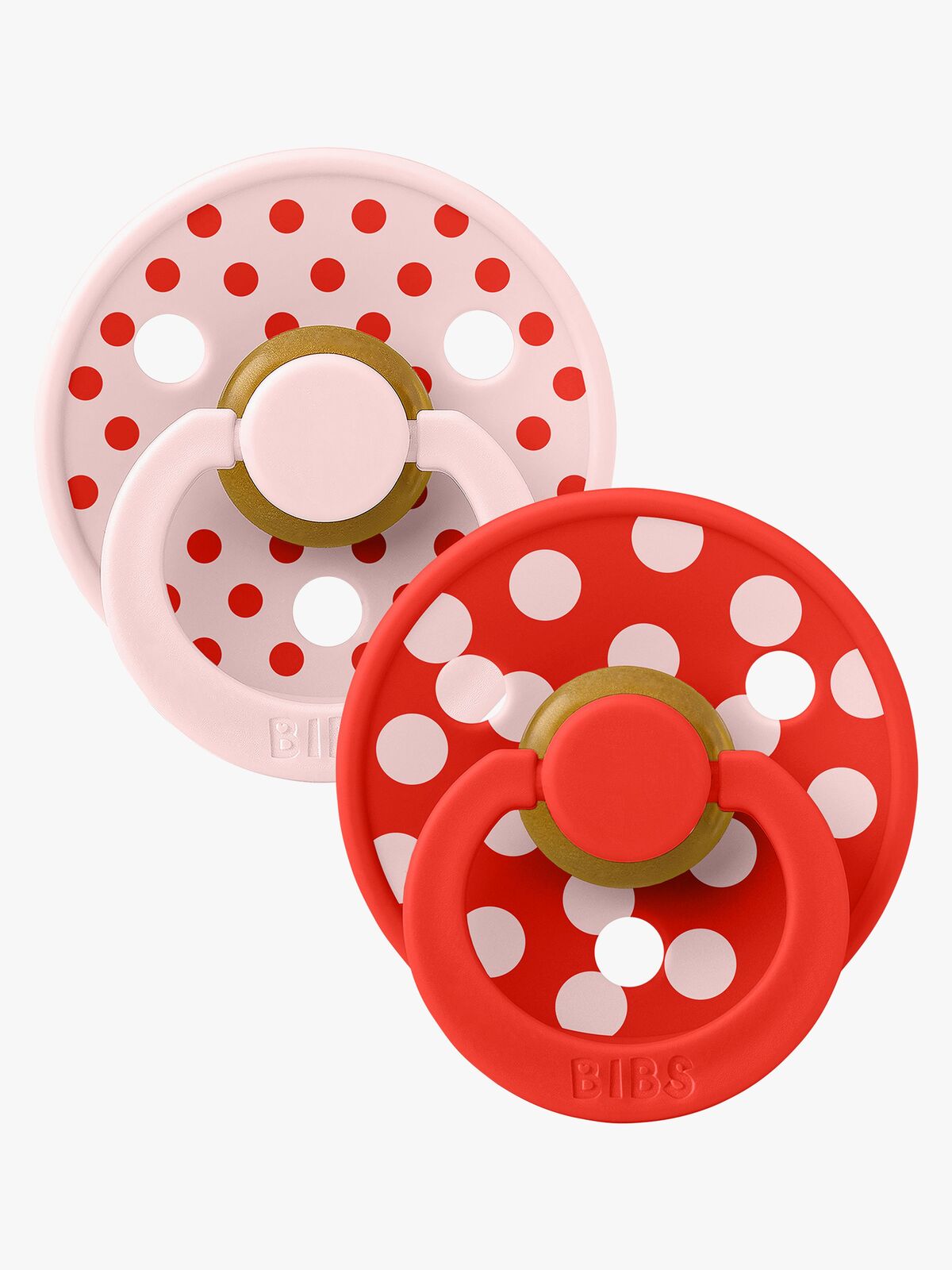 BIBS Studio Colour Polka Napp 2-Pack Latex Stl 1 Anatomisk, Blossom/Candy Apple