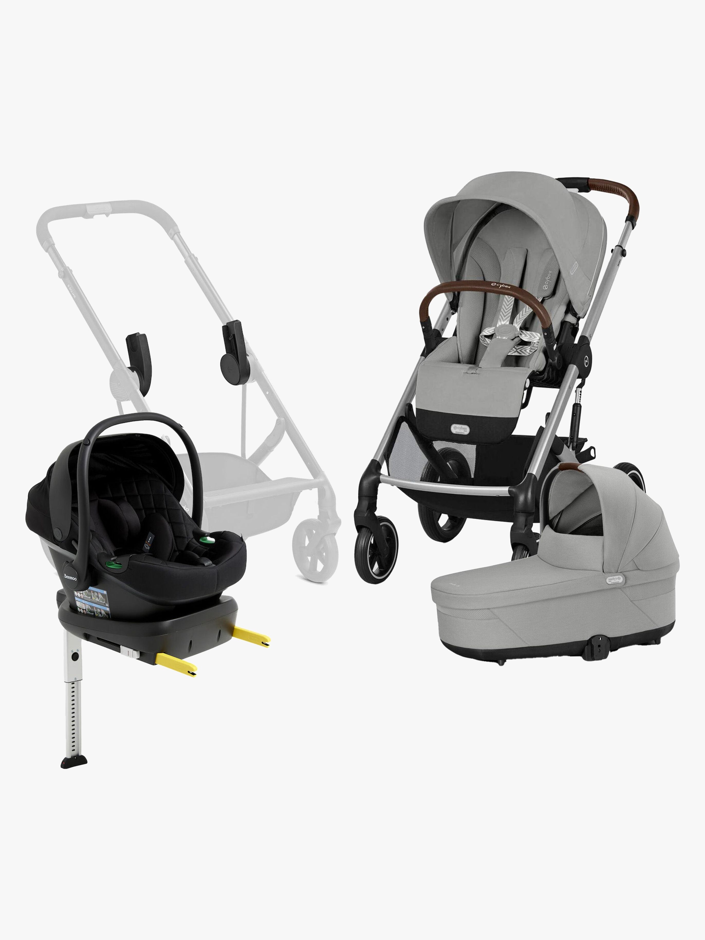 Cybex BALIOS S Lux Duovagn inkl. Beemoo Route i-Size &  Bas, Stone Grey/Black Stone