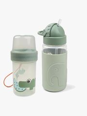 Done By Deer Croco Snacksbehållare & Flaska,Green