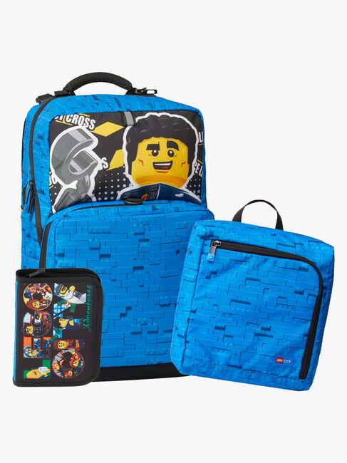 LEGO® City Police Adventure Väskset 20,5L med Fästbar Gympapåse & Fyllt Pennfodral, Blå