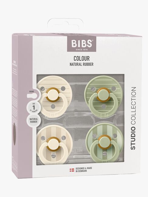 BIBS Studio Colour Napp 4-Pack Latex Stl 1, Pin Ivory Vanilla/Pin Sage