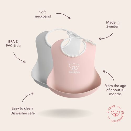 BabyBjörn Haklapp 2-pack, Grå/Blekrosa