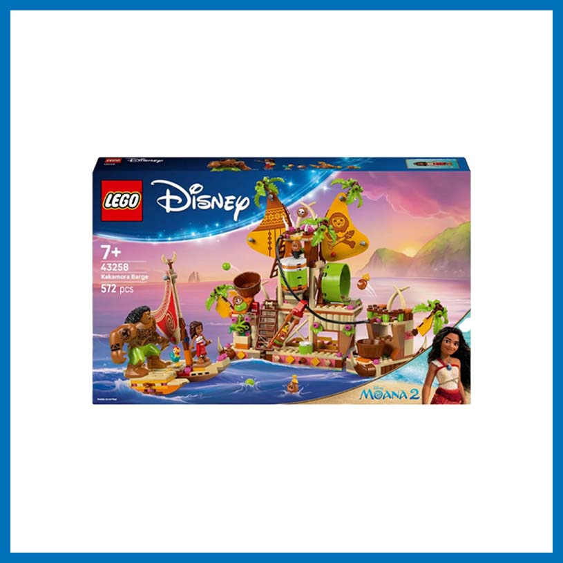 LEGO Disney Kakamora Barge med Moana och Maui, 572 delar, text: '7+', '43258', '572 pcs'