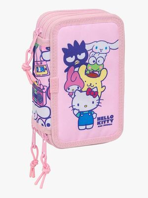 Hello Kitty & Friends Gefülltes Dreifach-Federmäppchen 37 Teile, Rosa