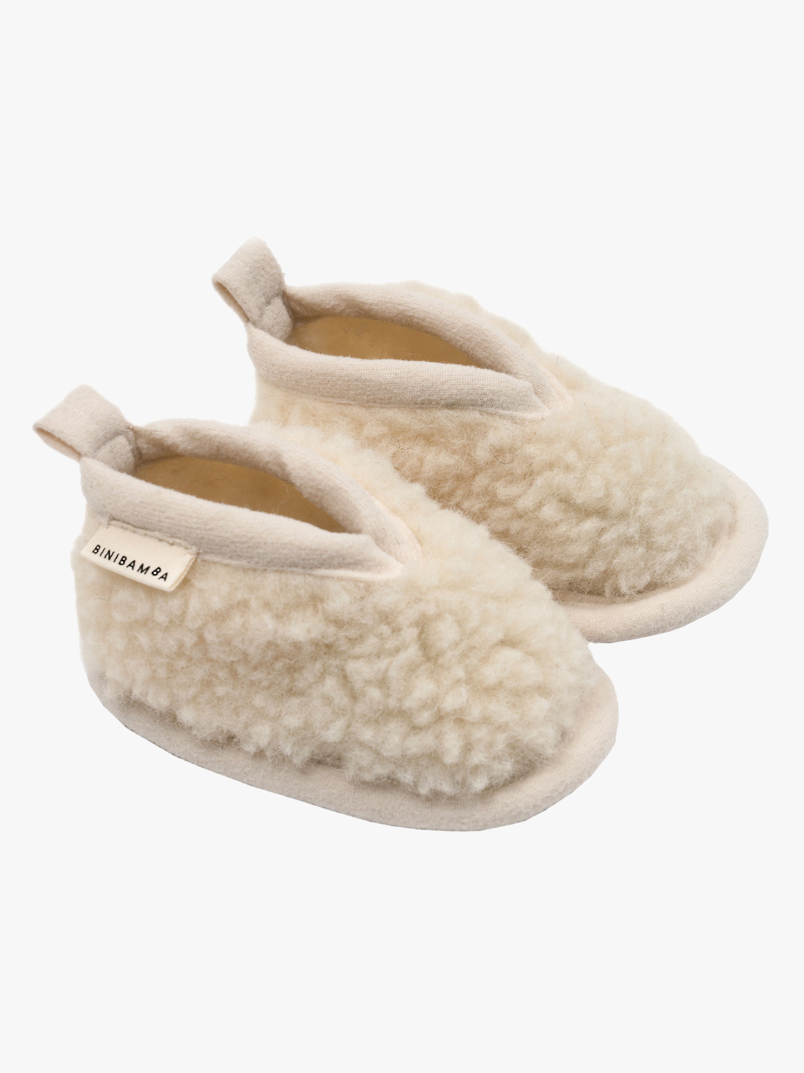 BINIBAMBA Merino Inneskor, Milk, 6-12 mån