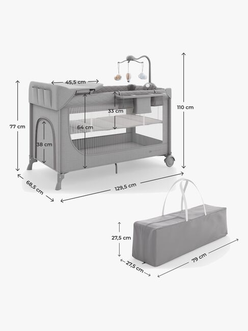 Kinderkraft LEODY UP Resesäng med Tillbehör, Grey