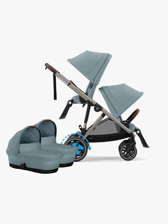 Cybex e-Gazelle S Tvillingvagn, Stormy Blue/Taupe