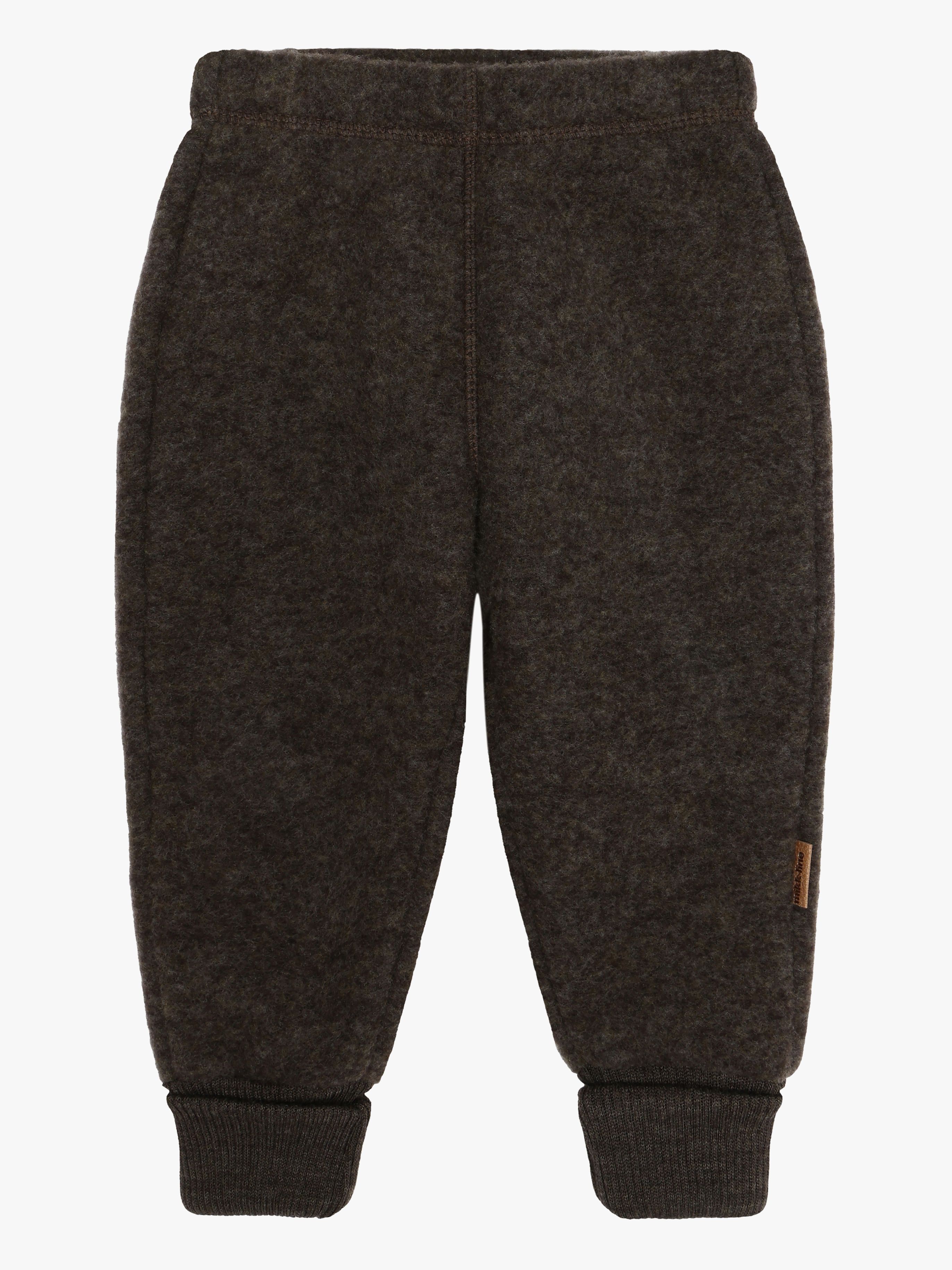 Mikk-Line Ullfleecebyxor Barn, Dark Brown Melange, 110