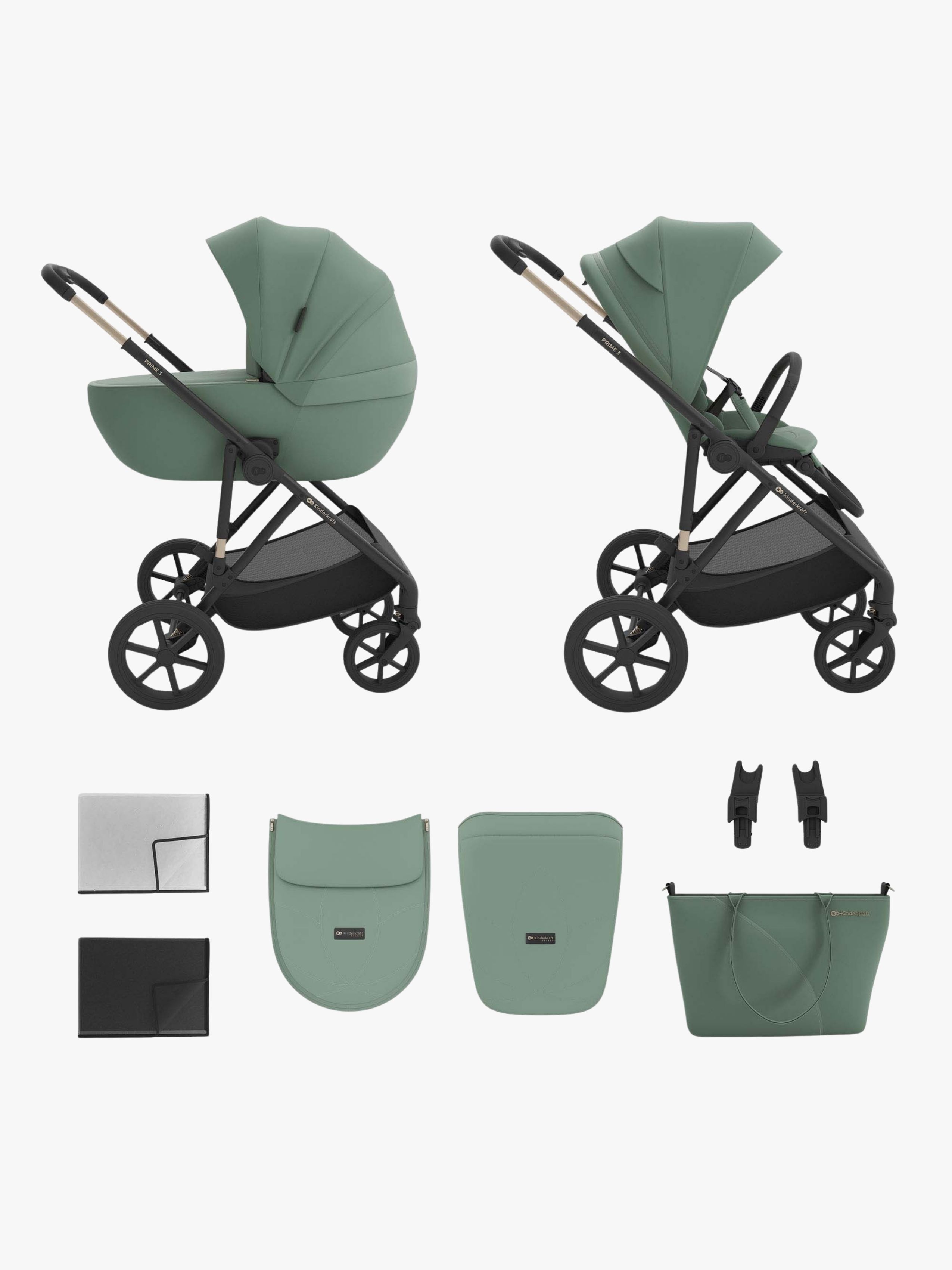 Kinderkraft Prime 3 2-i-1 Duovagn, Dark Green