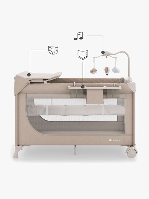 Kinderkraft LEODY UP Resesäng med Tillbehör, Beige