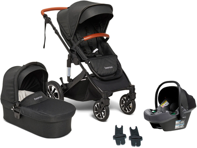Beemoo Maxi 4 Duovagn Inkl. Beemoo Route i-Size Babyskydd, Black/Mineral Grey