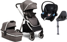 Beemoo Pro Duo Duovagn inkl. Cybex Aton M, Grey Mélange
