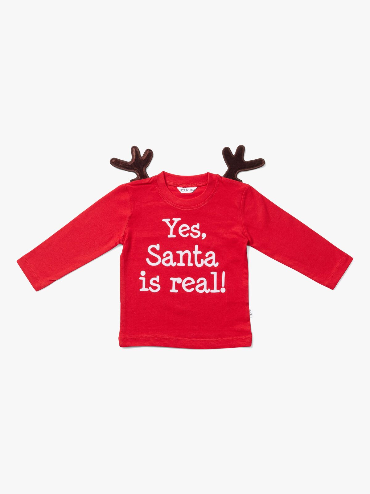 Luca & Lola Baby Kortärmad t-shirt Santa Is Real Deer, Red