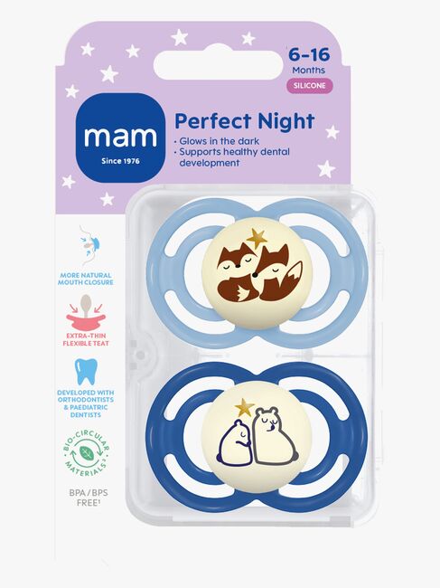 MAM Perfect Night Napp Silikon 2-Pack 6-16m, Blå