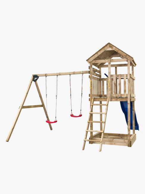 Swing King Daan Lekställning med Blå Rutschkana