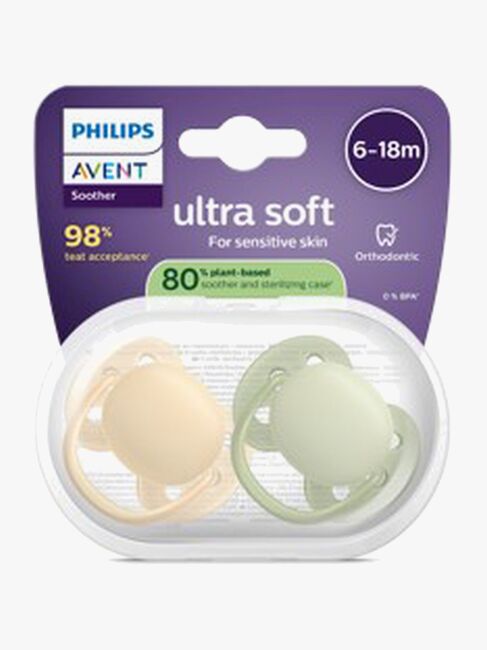 Philips Avent Ultra Soft Napp 6–18m 2-Pack, Beige/Ljusgrön